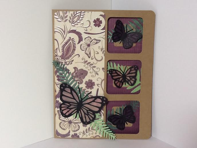 Butterfly Card using Diemond Dies Monarch Butterfly Die Sets and Fern Leaf Die