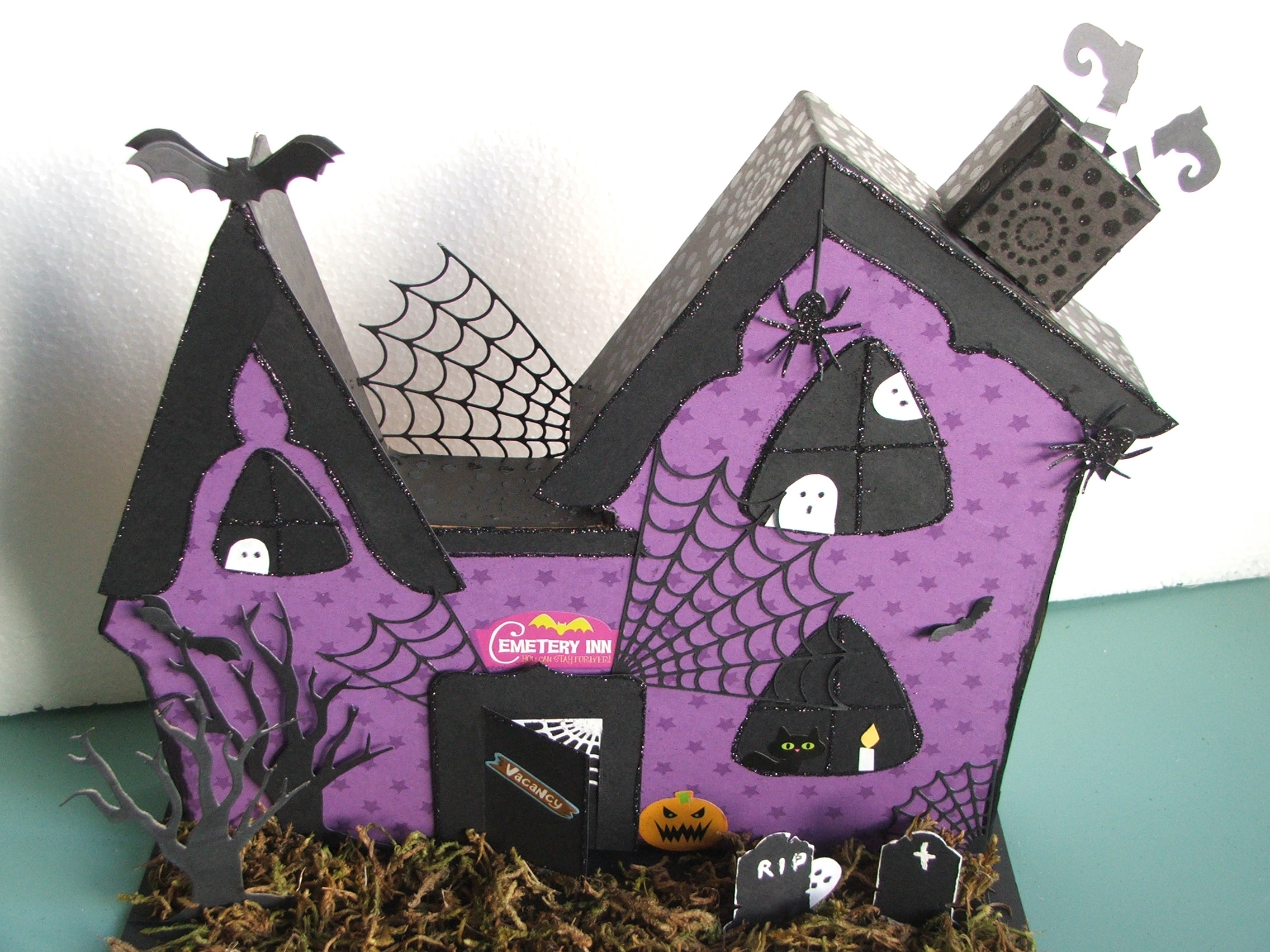Cemetary Inn - Altered Project using Diemond Dies Halloween Dies - Created by Gina Ortiz