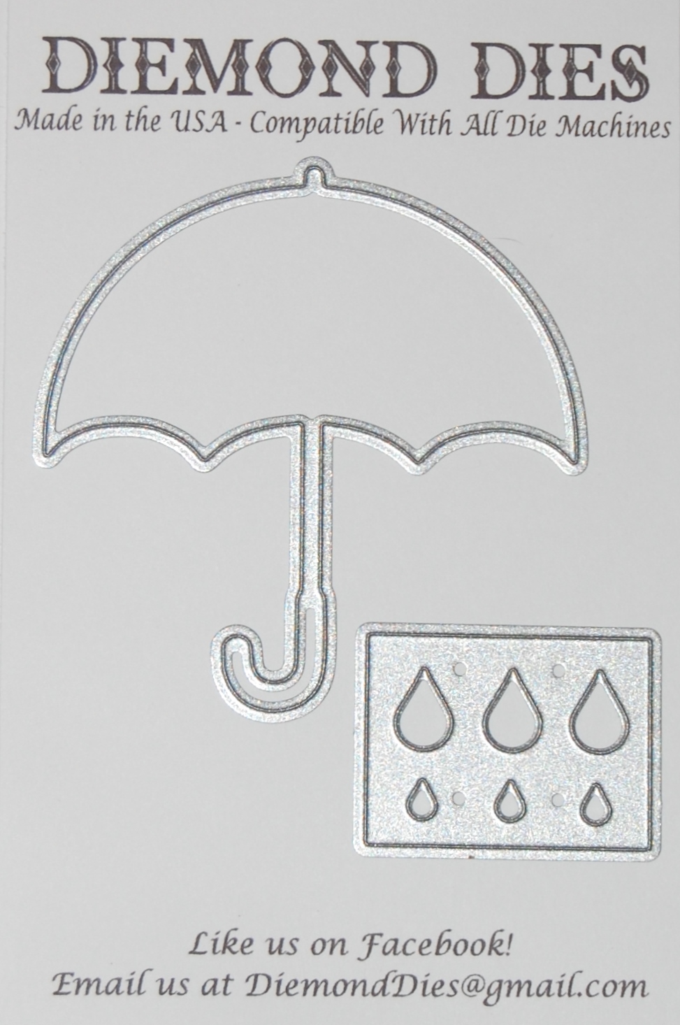 Diemond Dies Umbrella and Raindrops Die Set